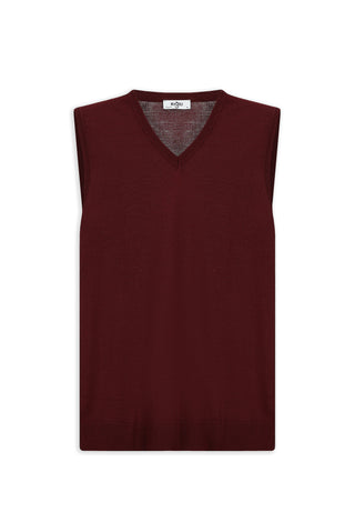  Koyu Bordo V Yaka Yünlü Triko Süveter