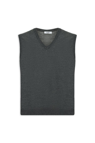  Orta Anrasit Melanj V Yaka Yünlü Triko Süveter