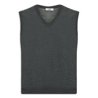 Orta Anrasit Melanj V Yaka Yünlü Triko Süveter