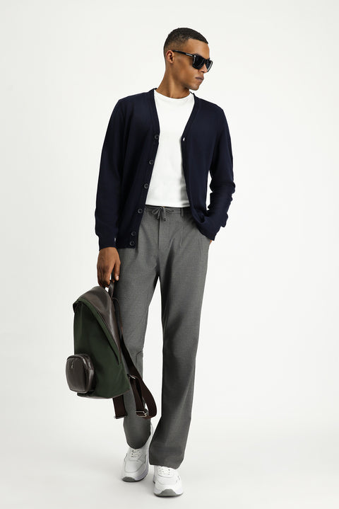 Koyu Lacivert Pamuklu Triko Hırka