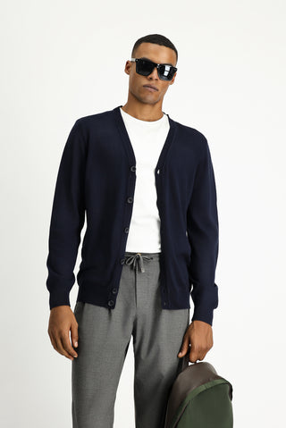  Koyu Lacivert Pamuklu Triko Hırka