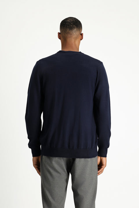 Koyu Lacivert Pamuklu Triko Hırka