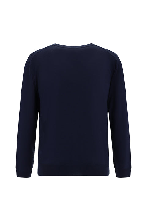 Koyu Lacivert V Yaka Düğmeli Yünlü Örme Triko Hırka