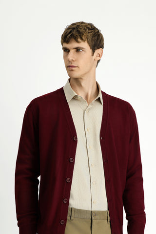  Koyu Bordo Yünlü Triko Hırka