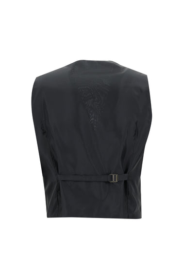 Açık Siyah Slim Fit Dar Kesim Kombinli Yelekli Takım Elbise