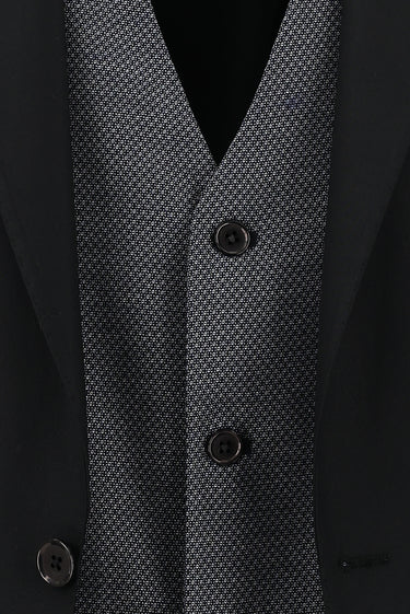 Açık Siyah Slim Fit Dar Kesim Kombinli Yelekli Takım Elbise