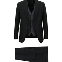 Siyah Slim Fit Dar Kesim Kombinli Yelekli Takım Elbise