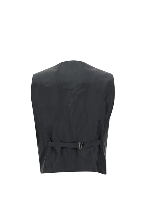 Siyah 7 Drop Slim Fit Dar Kesim Kombinli Yelekli Takım Elbise