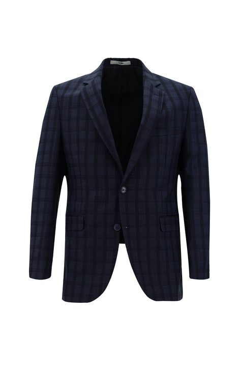 Açık Lacivert 7 Drop Slim Fit Dar Kesim Kombinli Ekose Takım Elbise