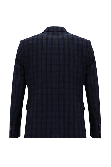  Açık Lacivert Slim Fit Dar Kesim Kombinli Ekose Takım Elbise