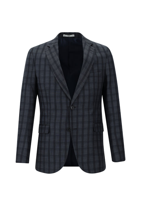 Orta Antrasit 7 Drop Slim Fit Dar Kesim Kombinli Ekose Takım Elbise