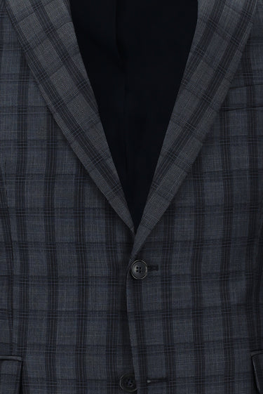 Orta Antrasit Slim Fit Dar Kesim Kombinli Ekose Takım Elbise