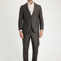 Orta Kahve Klasik Desenli Takım Elbise