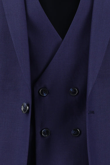 Orta Lacivert Super Slim Fit Ekstra Dar Kesim Fit Klasik Yelekli Takım Elbise