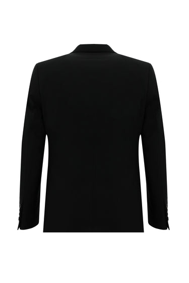 Siyah Slim Fit Dar Kesim Klasik Yelekli Takım Elbise