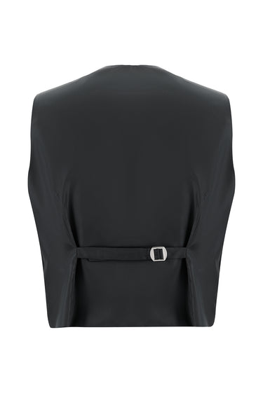 Siyah Slim Fit Dar Kesim Yelekli Klasik Takım Elbise