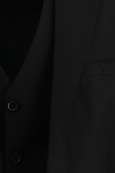 Siyah Slim Fit Dar Kesim Yelekli Klasik Takım Elbise