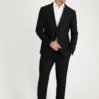 Black 8 Drop Muscle Fit Long Athletic Cut Patterned Suit