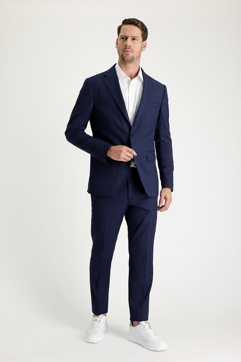 Açık Lacivert 7 Drop Slim Fit Dar Kesim Desenli Takım Elbise