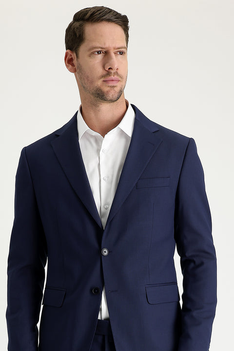 Açık Lacivert 7 Drop Slim Fit Dar Kesim Desenli Takım Elbise