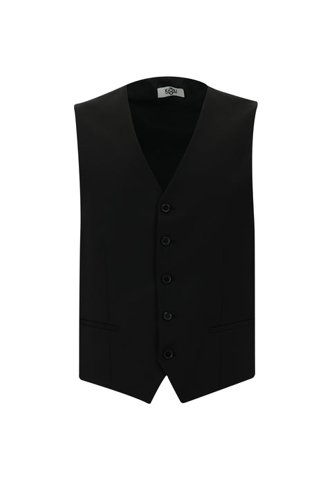 Siyah 7 Drop Slim Fit Dar Kesim Yelekli Takım Elbise