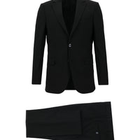 Siyah 4 Drop Relaxed Fit Rahat Kesim Yünlü Takım Elbise
