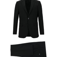 Siyah Slim Fit Dar Kesim Yünlü Klasik Takım Elbise