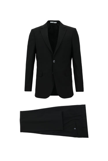 Siyah Slim Fit Dar Kesim Yünlü Klasik Takım Elbise