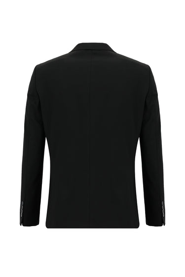  Siyah Regular Fit Yünlü Klasik Takım Elbise