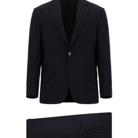 Koyu Lacivert Slim Fit Dar Kesim Yünlü Klasik Takım Elbise