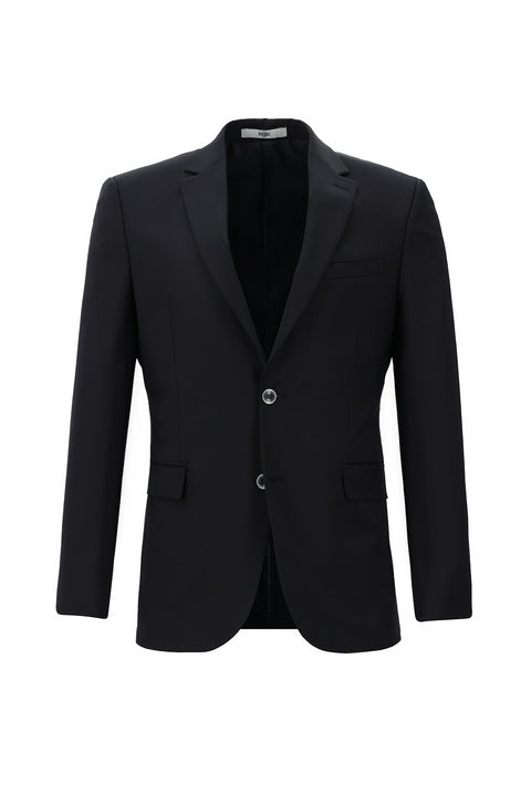 Siyah Lacivert 7 Drop Slim Fit Dar Kesim Yünlü Takım Elbise