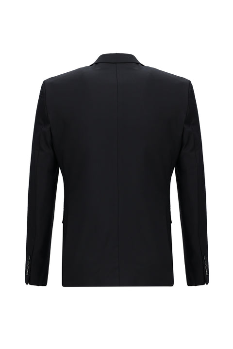 Siyah Lacivert 7 Drop Slim Fit Dar Kesim Yünlü Takım Elbise