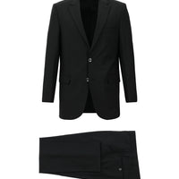 Siyah Slim Fit Dar Kesim Yünlü Klasik Takım Elbise