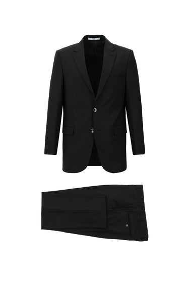  Siyah Relaxed Fit Rahat Kesim Yünlü Klasik Takım Elbise