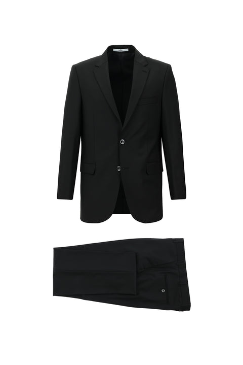 Siyah 4 Drop Relaxed Fit Rahat Kesim Yünlü Takım Elbise