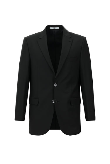 Siyah Slim Fit Dar Kesim Yünlü Klasik Takım Elbise