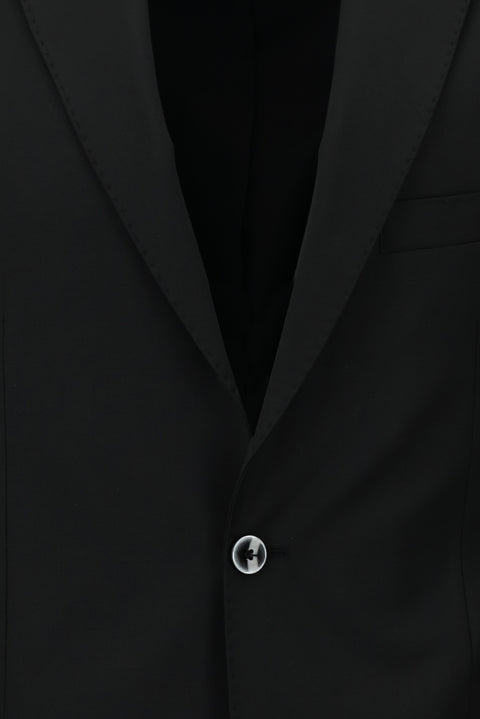 Siyah 7 Drop Slim Fit Dar Kesim Yünlü Takım Elbise