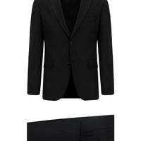 Black 6-Drop Regular Fit Standard Cut Wool Suit