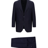 Koyu Lacivert Slim Fit Dar Kesim Klasik Desenli Takım Elbise