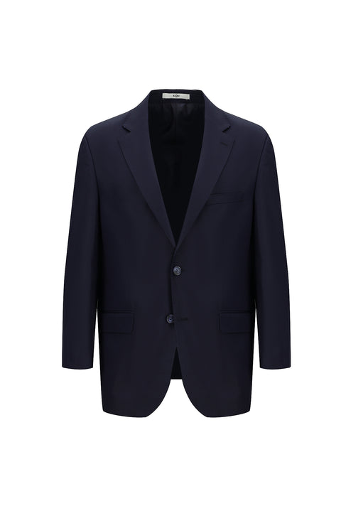 Koyu Lacivert 4 Drop Relaxed Fit Rahat Kesim Desenli Takım Elbise