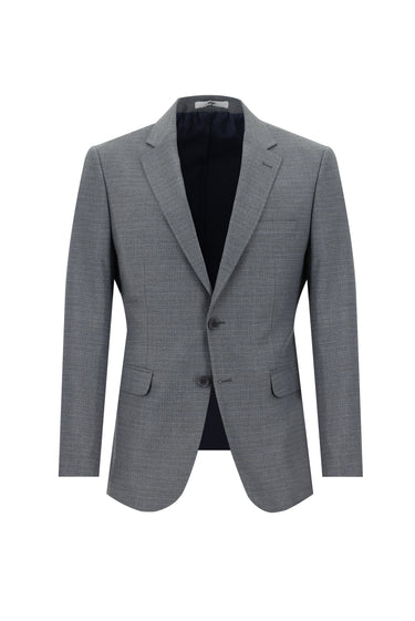 Orta Füme Regular Fit Beli Lastikli İpli Desenli Takım Elbise