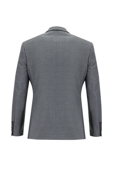 Orta Füme Slim Fit Dar Kesim Beli Lastikli İpli Desenli Takım Elbise