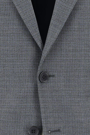 Orta Füme Slim Fit Dar Kesim Beli Lastikli İpli Desenli Takım Elbise
