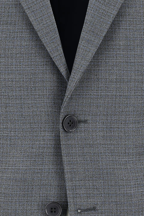 Orta Füme 7 Drop Slim Fit Dar Kesim Beli Lastikli İpli Desenli Takım Elbise