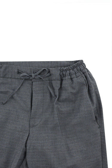 Orta Füme Slim Fit Dar Kesim Beli Lastikli İpli Desenli Takım Elbise