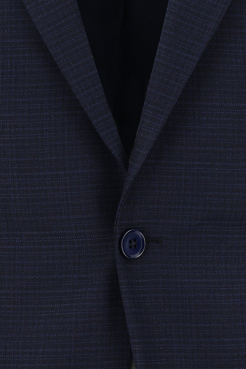 Koyu Lacivert 7 Drop Slim Fit Dar Kesim Beli Lastikli İpli Desenli Takım Elbise