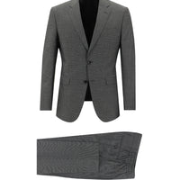 Orta Antrasit Slim Fit Dar Kesim Beli Lastikli İpli Desenli Takım Elbise