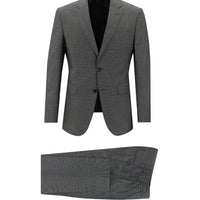 Orta Antrasit 7 Drop Slim Fit Dar Kesim Beli Lastikli İpli Desenli Takım Elbise