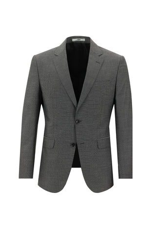  Orta Antrasit Slim Fit Dar Kesim Beli Lastikli İpli Desenli Takım Elbise