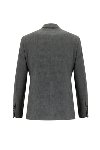  Orta Antrasit Slim Fit Dar Kesim Beli Lastikli İpli Desenli Takım Elbise